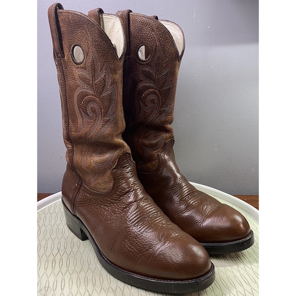 Durango Men's Leather Brown Round Toe Western Cowboy Biker‎ Work Boots 12" 9.5EE